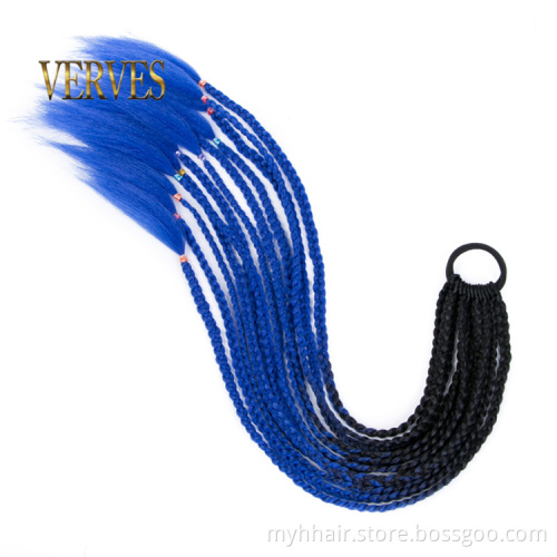 10 Pcs Synthetic Hair Ties Gradient Crochet Braid 24 inch Rainbow Hair-Ring Braid Ponytail for Women Braided Drawstring Ponytail